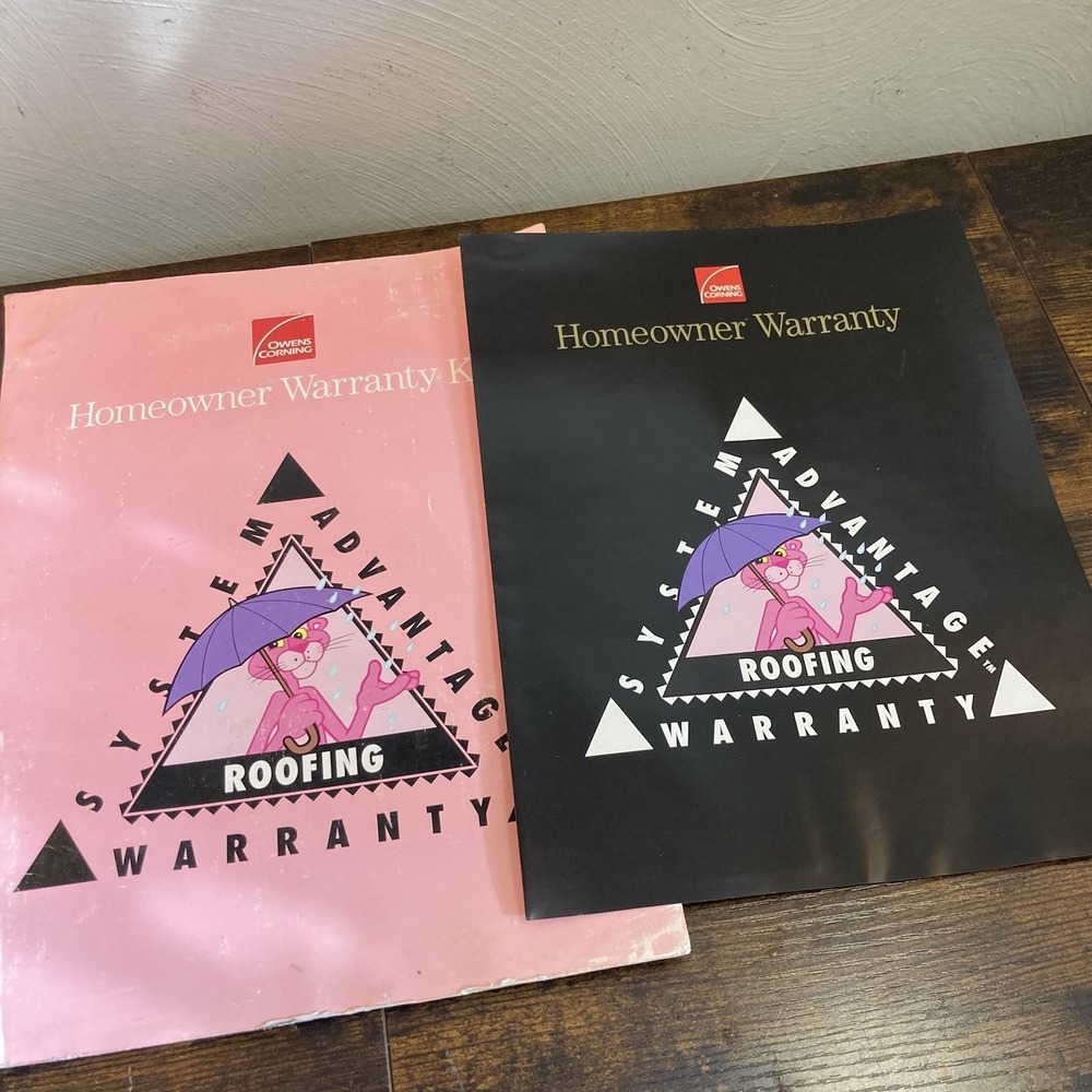 Owens Corning Vtg Pink Panther Folder + Homeowner Warranty Kit 1997 Booklet Roof